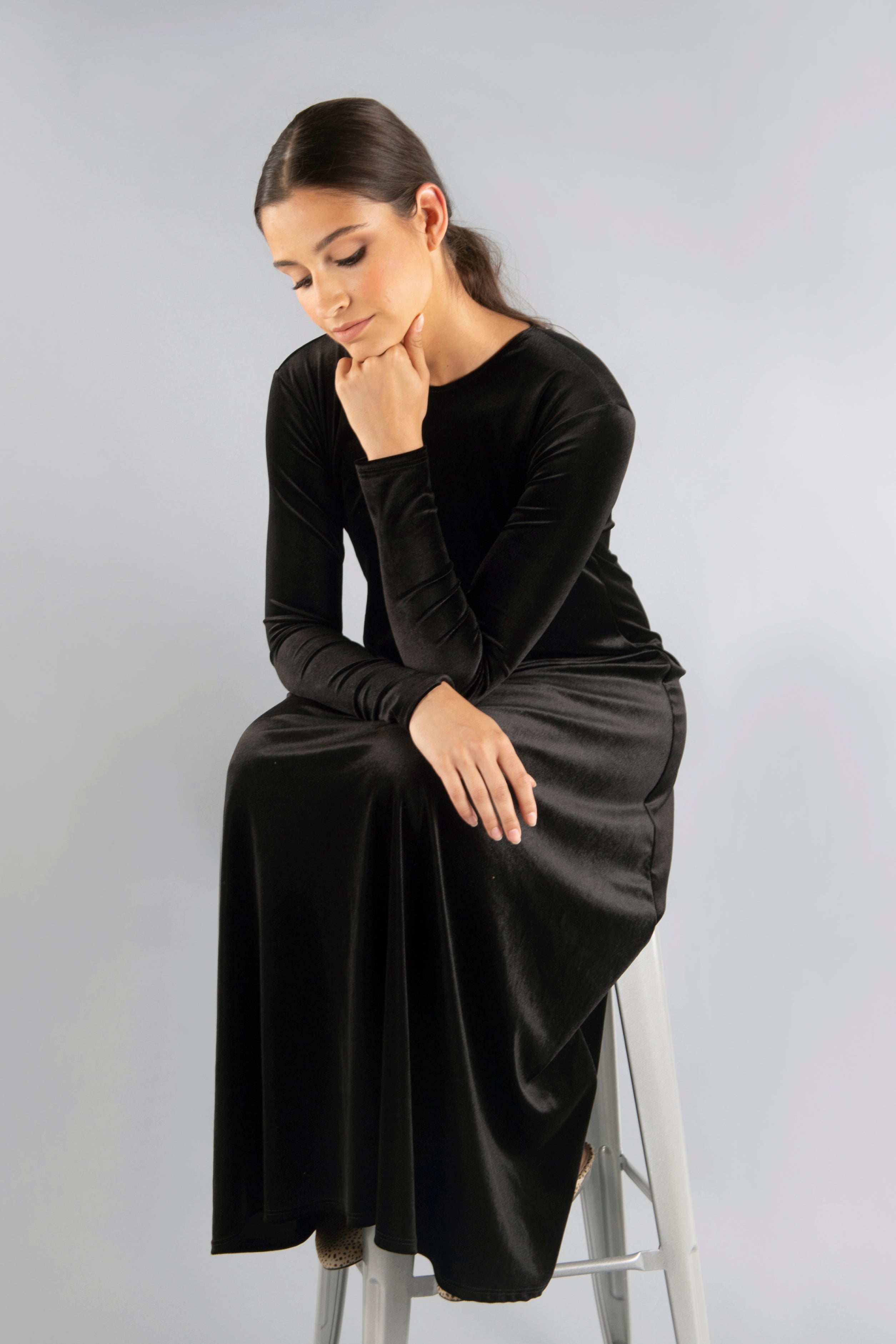 Velvet Maxi Halo Dress Black Velvet / 2X Velvet Maxi Halo Dress Black Velvet / 2X